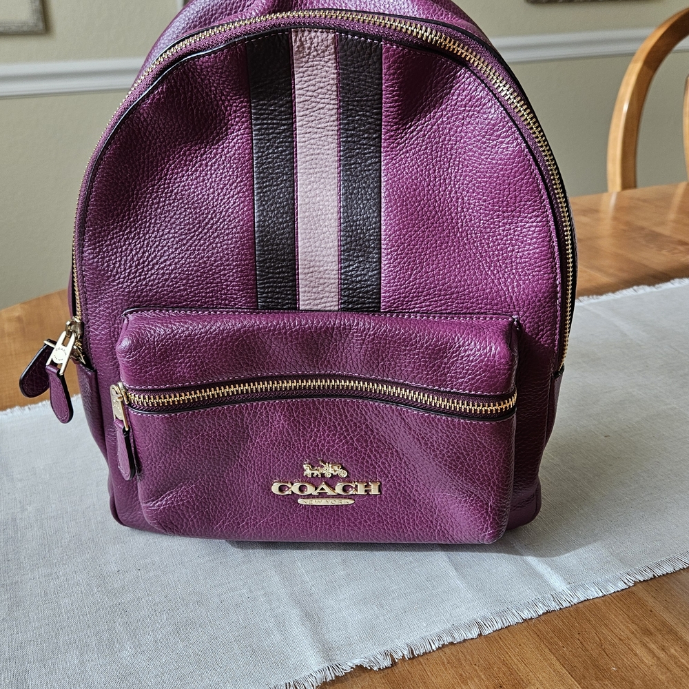 Coach Purple Leather Backpack
